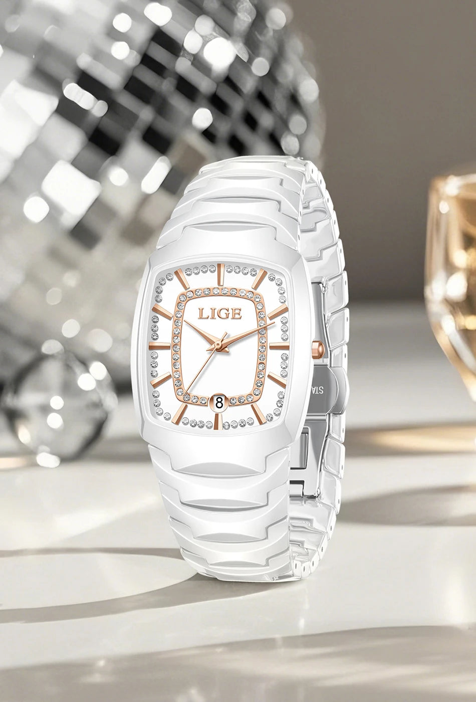 LIGE New Ladies Waterproof Watch Luxury Ceramic Braceletz Women Watches Creative Fashion Original Elegant Quartz Wristwatch Gift