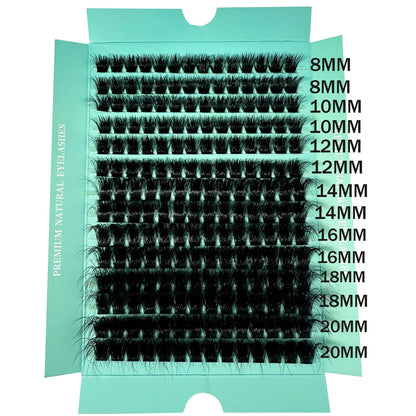 1boxes196/280 Cluster Lashes 5D Fluffy Thick Eyelash Extension D Volume Mixed 8-20MM Tray Faux Mink Lashes Lash Extension Makeup