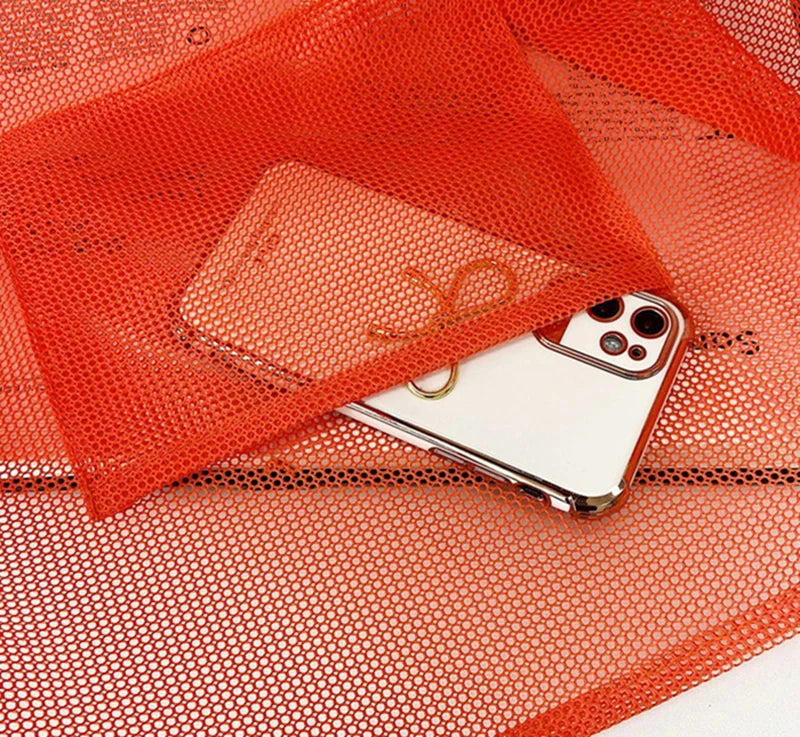 Summer Fashion Mesh Handbag Totes Hollow Out Shoulder Bags For Women Female Casual Fashion Large Capacity Shopping Pack