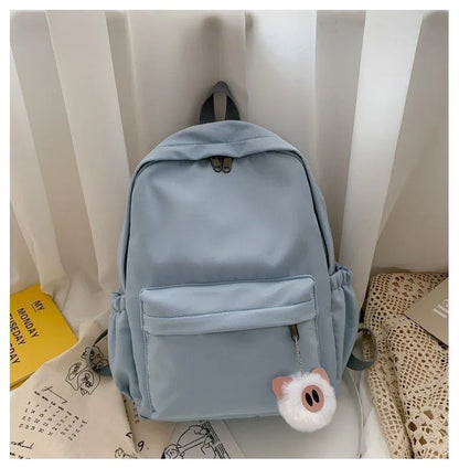 Personalized And Simple Rabbit Ears New Fashion Nylon Fabric Backpack Customized Embroidery Name Men's And Women's Student Bag Blue