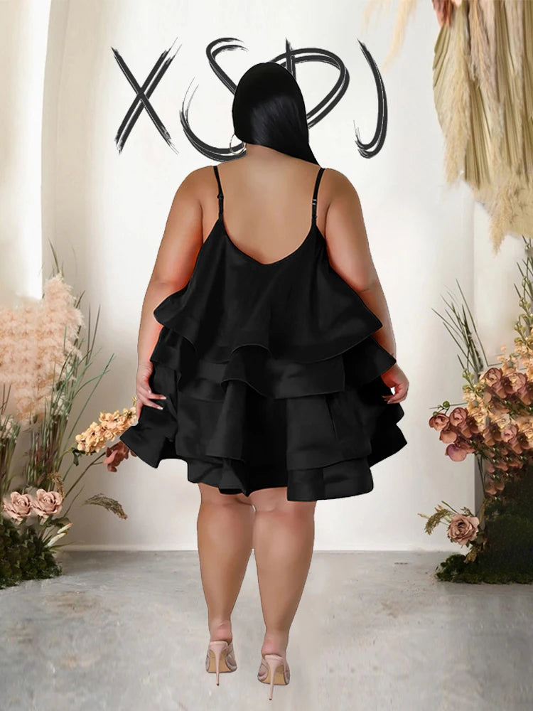 Elegant Chic Large Women Dresses Satin Summer Sexy Party Dress Strap Sleeveless Loose Plus Size Dresses Wholesale Dropshipping