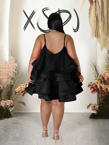 Elegant Chic Large Women Dresses Satin Summer Sexy Party Dress Strap Sleeveless Loose Plus Size Dresses Wholesale Dropshipping