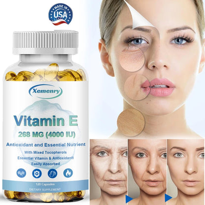 Vitamin E Capsules- Brightens Skin, Tightens Skin, Reduce Wrinkles, Anti-aging, Antioxidant