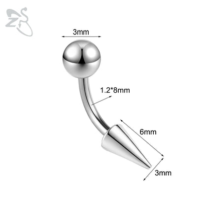 ZS 1 PC 16G Stainelss Steel Eyebrow Ring For Men Women Long Spike Curved Nose Bridge Piercing 3 Colors Cone Lip Labret Piercings Style 3 8X3X6MM