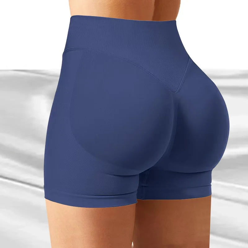 4.5'' Impact Shorts Seamless Low Ribbed Waistband Gym Shorts Scrunch Bum Yoga Shorts Booty High Stretch Running Bike Shorts navy