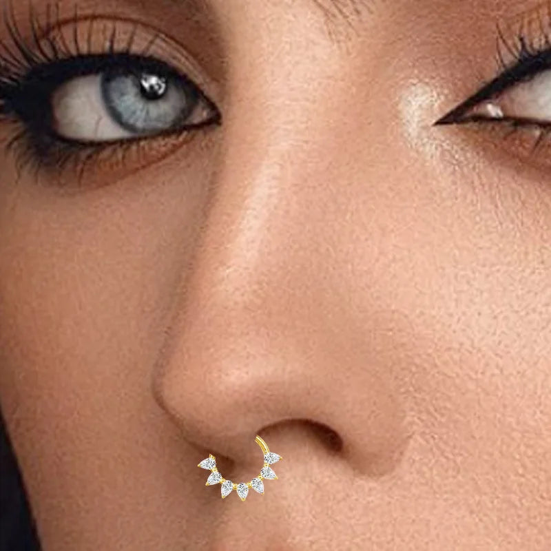 F136 Titanium Nose Ring for Men and Women 16G 8mm Hoop Septum Nose Piercing Jewelry Cartilage Earrings CZ Body Jewelry G23