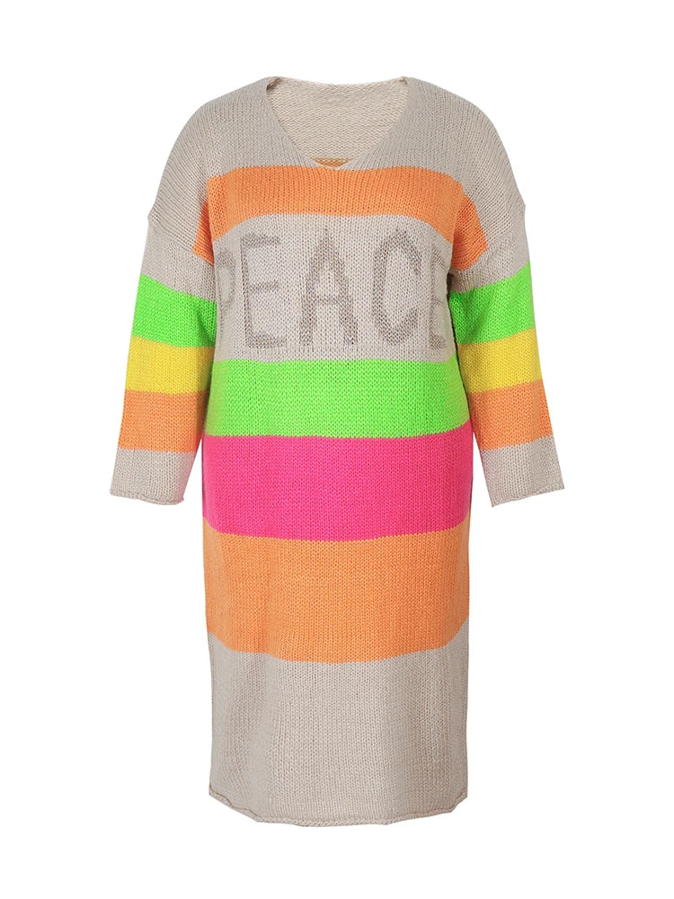 Plus Size Women's Plus Size Colour Block Simple Daily Wear Long Sleeve Sweater Dress Best Choice for Autumn and Winter