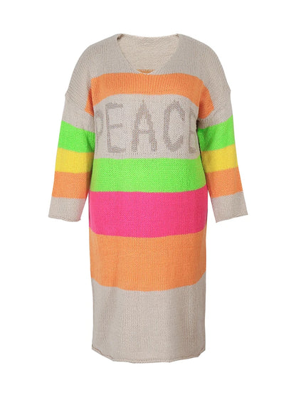 Plus Size Women's Plus Size Colour Block Simple Daily Wear Long Sleeve Sweater Dress Best Choice for Autumn and Winter