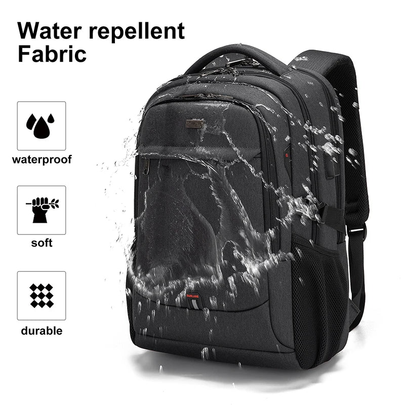Men's 17.3 Inch Laptop Backpack for Travel College Backpack Waterproof Notebook Business Shoulder Bag With USB Charging Port