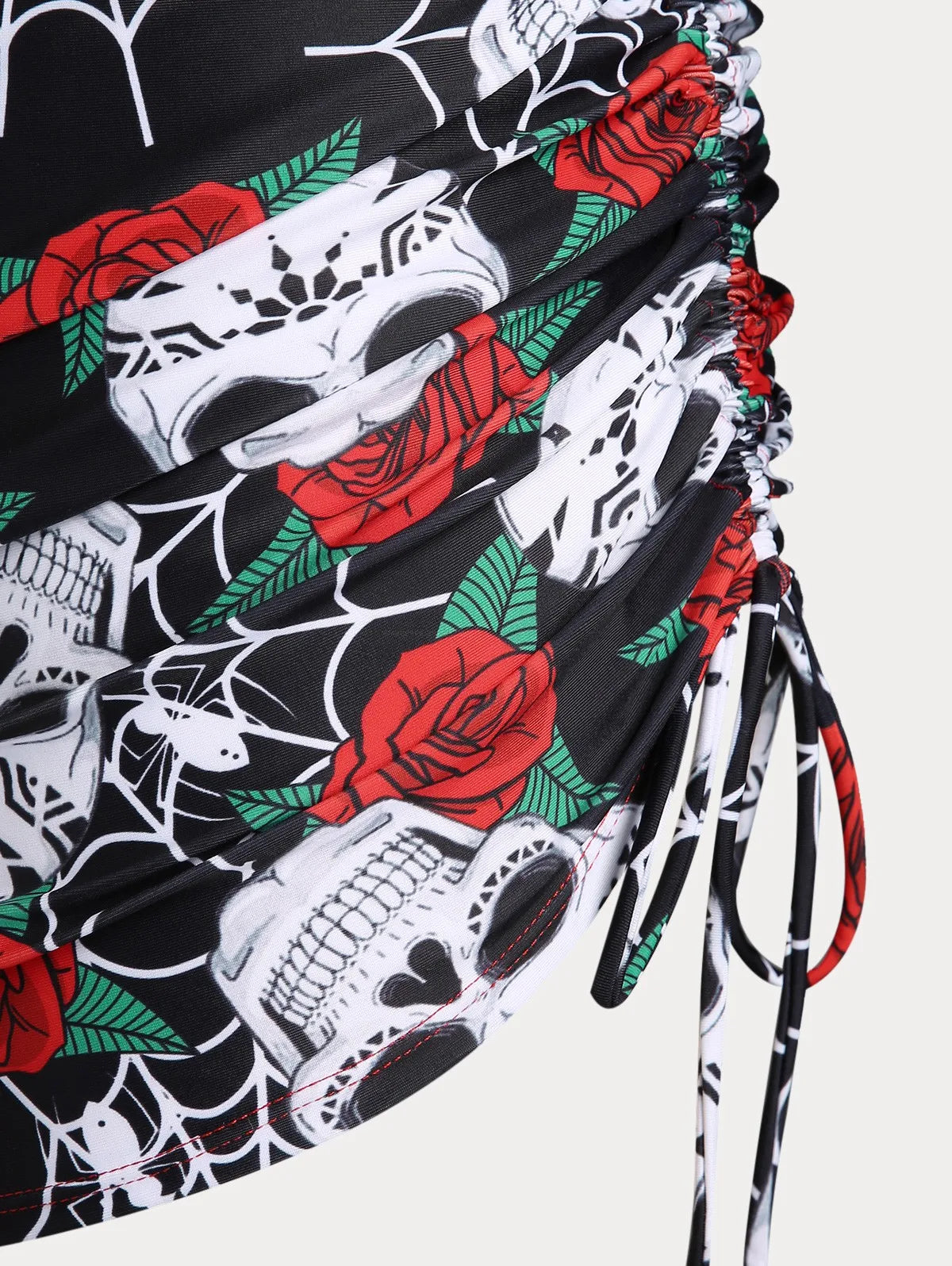 ROSEGAL Plus Size Women's Plus Size & Curve Skull Rose Print Crossover Three Piece Bikini Swimsuits