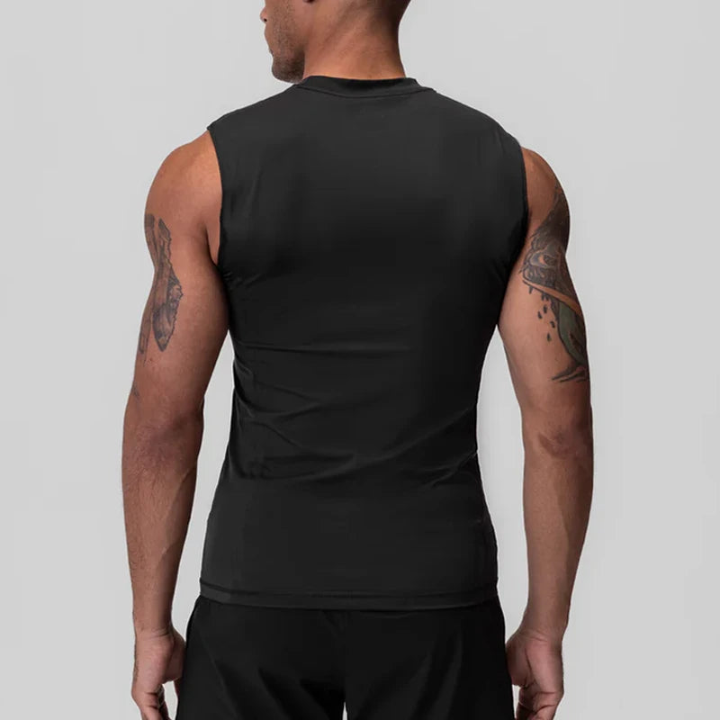 Men's Running Compression Vest Gym Clothing Sports Fitness Tank Tops Quick Dry Workout Sportswear O Neck Tight Sleeveless Shirt