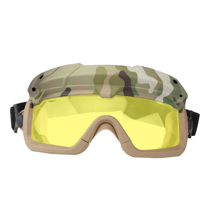 Sports Sunglasses for Men Women 2 Modes Airsoft Goggles Riding Eye Protection for Hiking Paintball Hunting Gear CP with yellow lens