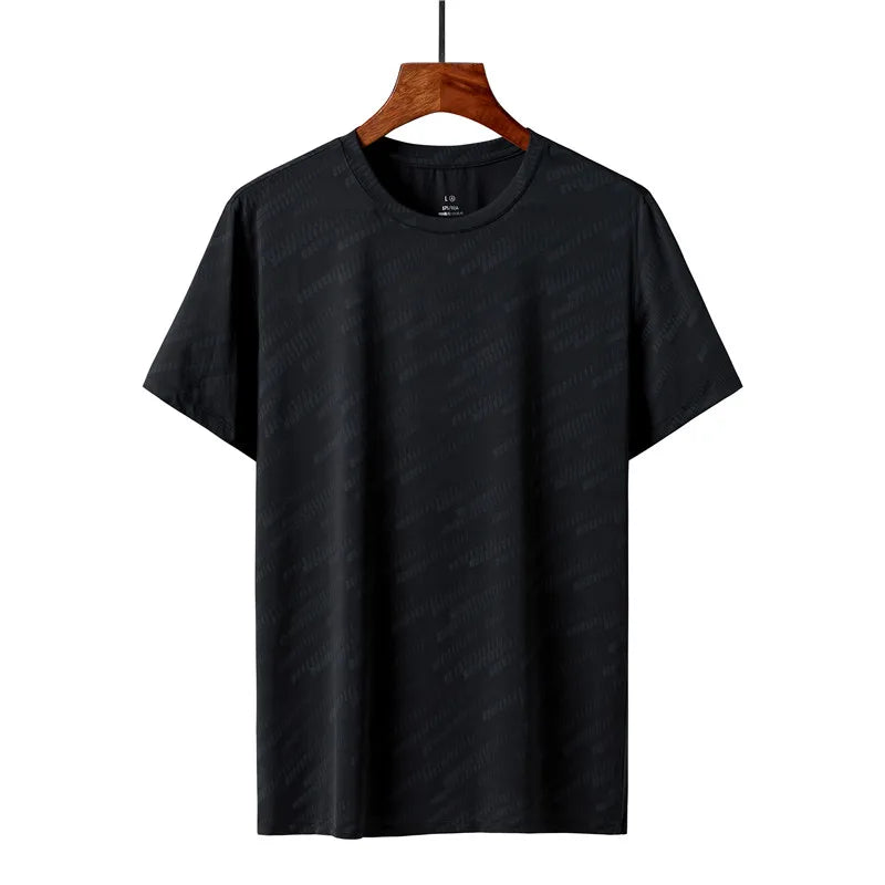 Men's Quick Dry Ice Silk T-Shirts Short Sleeve Breathable Workout Shirts Sweat Absorbing Athletic Top Gym Casual Wear 4 Colors black