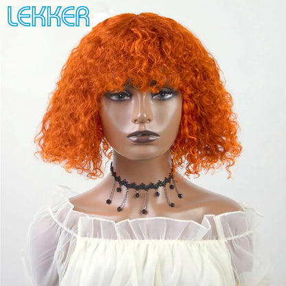Lekker Colored Short Pixie Afro Kinky Curly Bob 100% Human Hair Wigs For Women Brazilian Remy Hair Ombre Brown Clearance Ginger Badiee Stylez