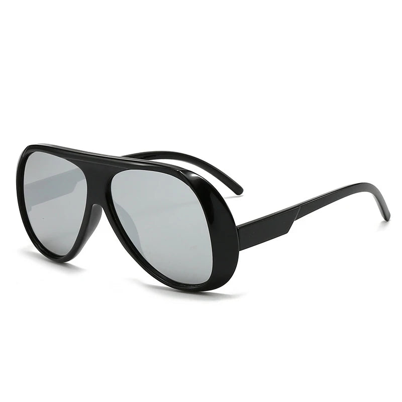 SHAUNA Fashion Oversized Pilot Men Sunglasses Retro Gradient Mirror Shades UV400 Women Sun Glasses Black silver mirror