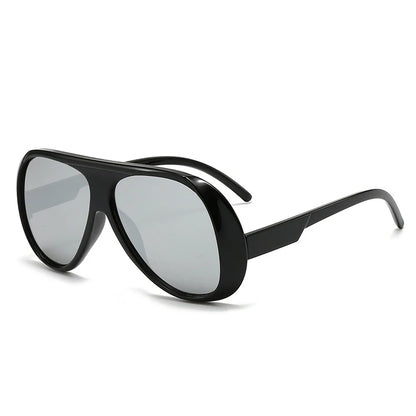 SHAUNA Fashion Oversized Pilot Men Sunglasses Retro Gradient Mirror Shades UV400 Women Sun Glasses Black silver mirror