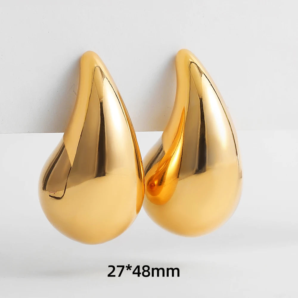 Fashion Glossy Stainless Steel Chunky Hoop Earrings for Women Gold Plated Thick Texture Geometric Circle Earring Vintage Jewelry