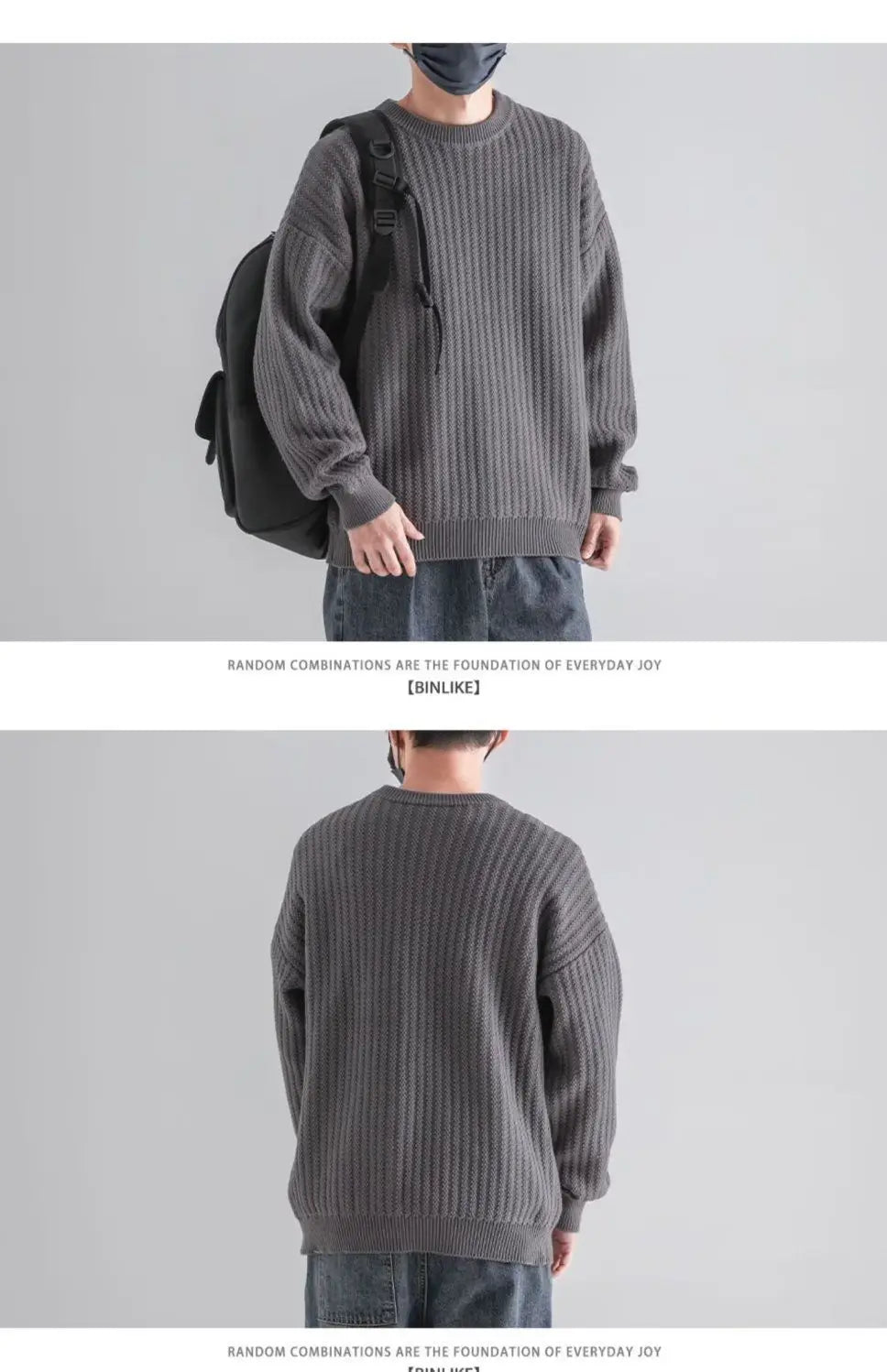 New Round-neck Sweater in Autumn and Winter Wears a Base and a Solid Color and a Trendy Brand Loose Warm Top Badiee Stylez