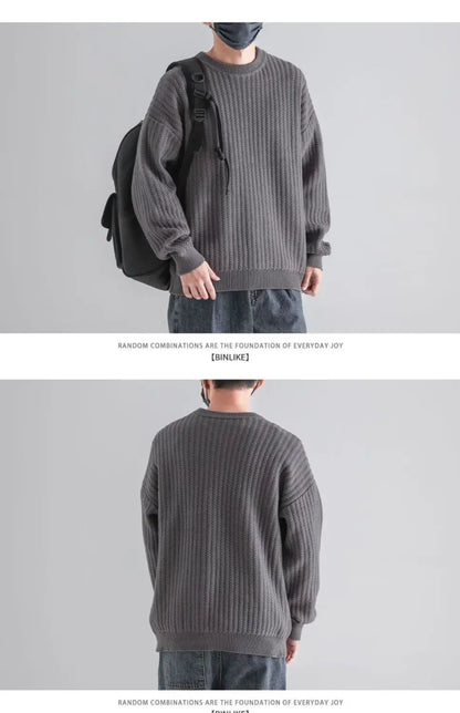 New Round-neck Sweater in Autumn and Winter Wears a Base and a Solid Color and a Trendy Brand Loose Warm Top Badiee Stylez