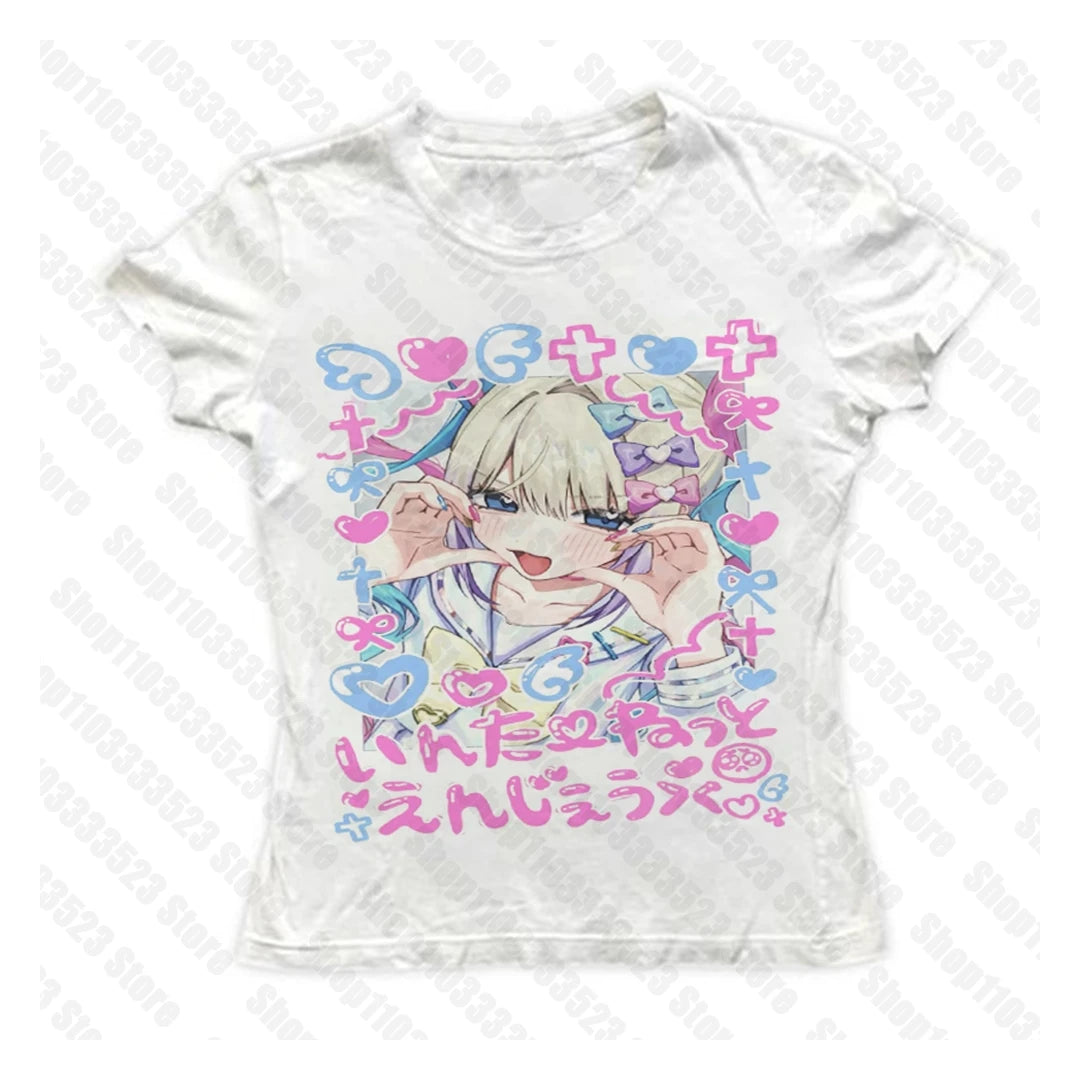 y2k Emo vintage Women Baby Tank Punk Retro Print Tank Tops Female Harajuku with 90S suspend Clothessleeveless Vest 2000s Summer white 3