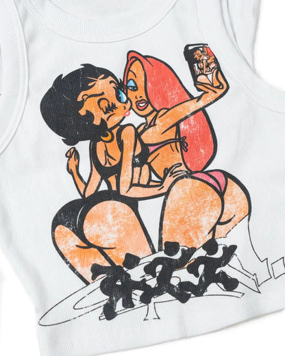 Retro Y2K trendy cartoon pattern printed design women T-shirt Harajuku Gothic rock shirt versatile high street round-neck vest