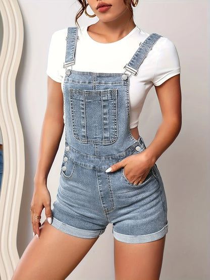 Women's Slim Fit Denim Shorts with Pockets Cross Border Trade Europe and America Style Smooths Your Silhouette Strapless Jeans
