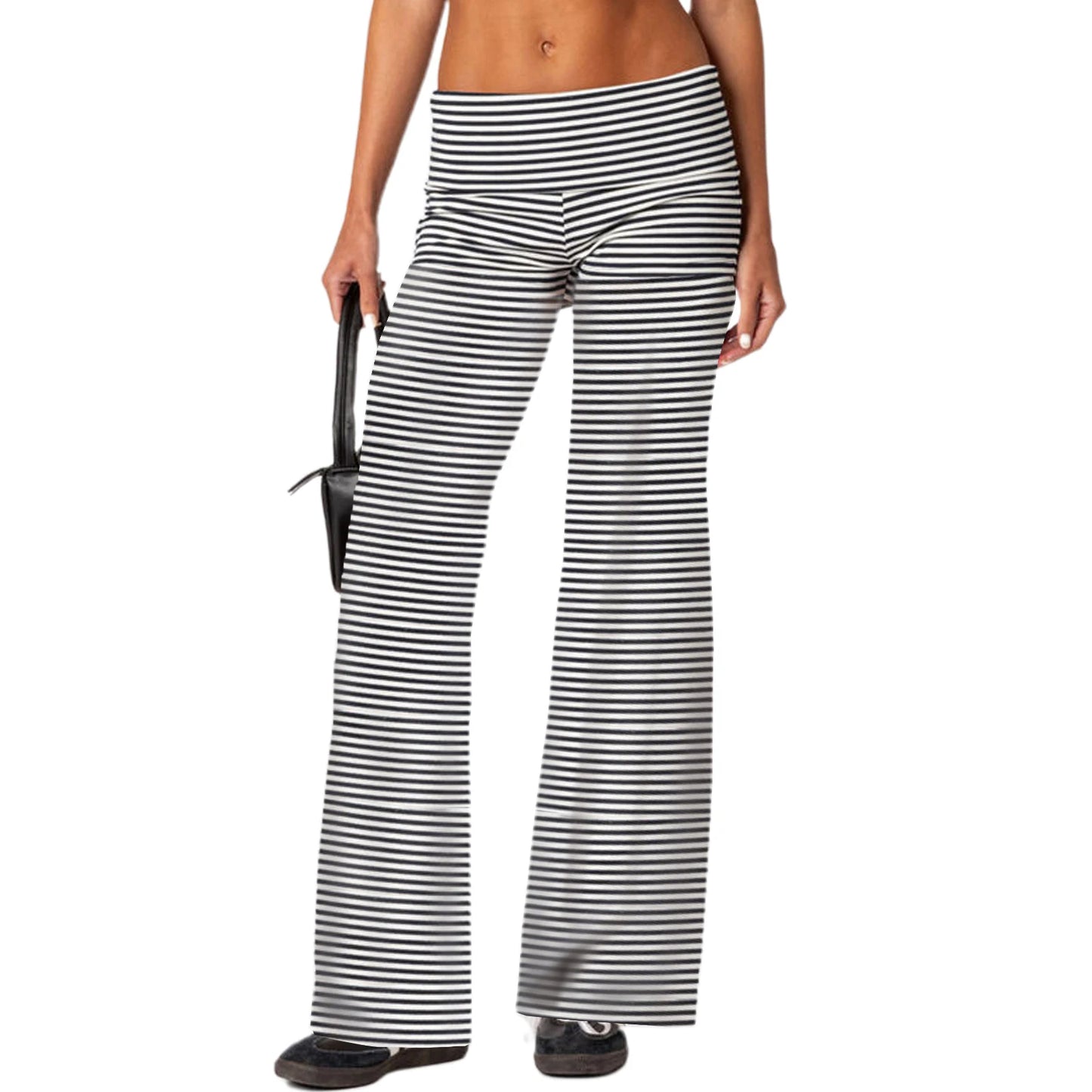 Women Low Waist Flare Leggings Fold Over Skinny Yoga Pants Wide Leg Stretchy Bootcut Bell Bottoms Leggings Loungewear Sweatpants Badiee Stylez