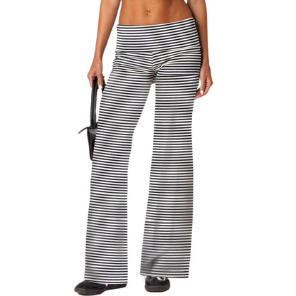 Women Low Waist Flare Leggings Fold Over Skinny Yoga Pants Wide Leg Stretchy Bootcut Bell Bottoms Leggings Loungewear Sweatpants Badiee Stylez