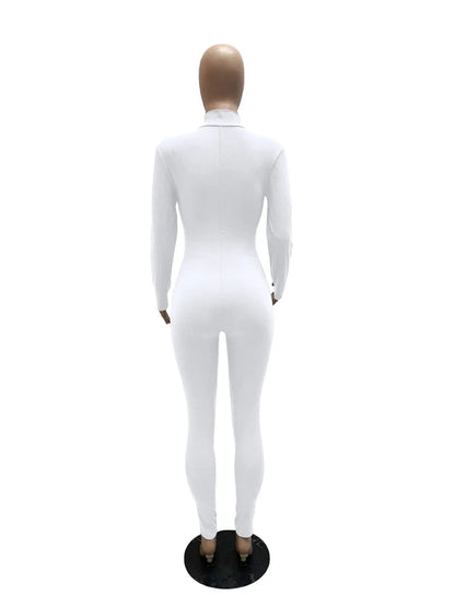 WESAYNB Wholesale Streetwear Clothes Zipper Long Sleeve Jumpsuit Women 2022 Black Blue Pink One-pieces Outfits Bodycon Jumpsuits