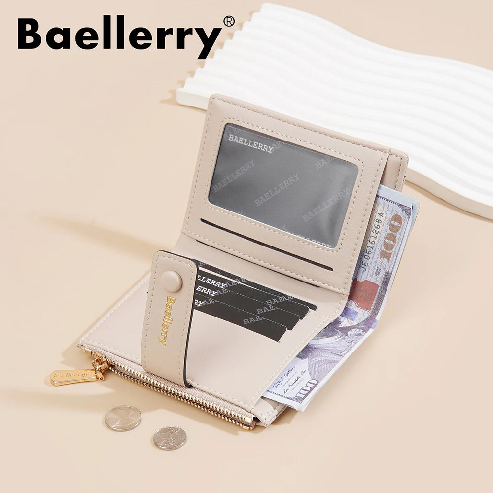 Baellerry High Quality Women Wallets New Simple Short Card Holde Brand Female Purse Photo Holder Coin Pocket Zipper Women Wallet