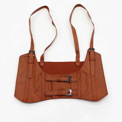 Women's Waist Belt Underbust Corset PU Leather Adjustable Punk Cummerbund Corset Wide Belts Dress Costume Waistband Cincher 1PC