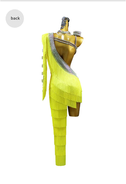 Womens Latin Dance Dress Midi Stage Clothes Elegant Prom Line Tassel Costume Girl Sport Suit Samba Party Practice Wear Customize Badiee Stylez