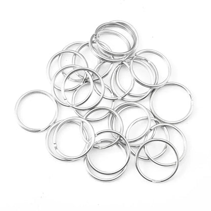 20/100pcs Stainless Steel Polished Key Ring Key Chain 25mm Round Flat Round Split Keychain Metal Blank Circle For DIY Findings