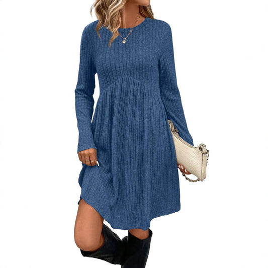 Dresses 2025 Woman Knitted Dress Slim Solid Color Simple Style Vestidos Long Sleeves All-match Casual Elegant Temperament Trendy Badiee Stylez