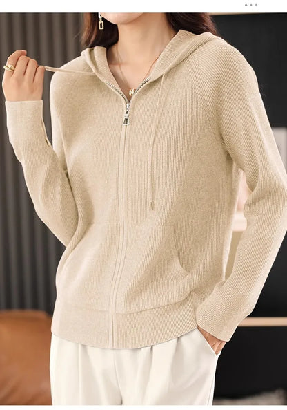 Women Cardigans Autumn Winter Turn-down Collar Zip Front Cardigan Thick Loose Sweater Basic Warm Knit Casual Korean Outerwear