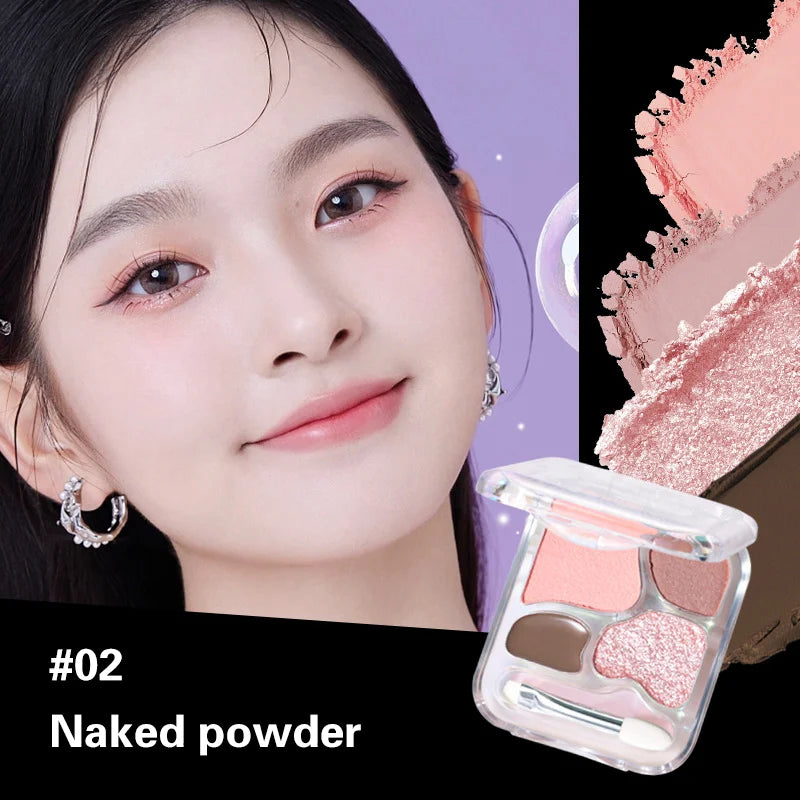 4Color Glitte Eyeshadow Palette Blush Eyeliner Eyeshadow Highlight Contour Palette Eyes Makeup Cute Beauty Cosmetics 02