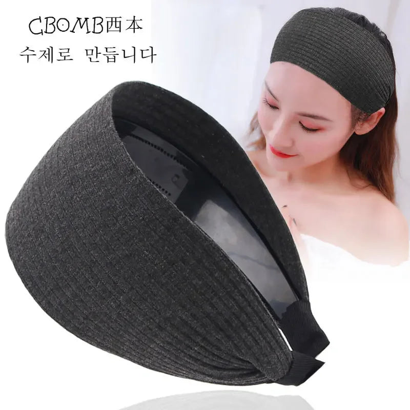 Wide-Brimmed Non-Slip Headband Women's Short Hair Simple Hair Clip Cover Gray Hair Fashion Temperament Hair Pressing Headwear A Dark gray