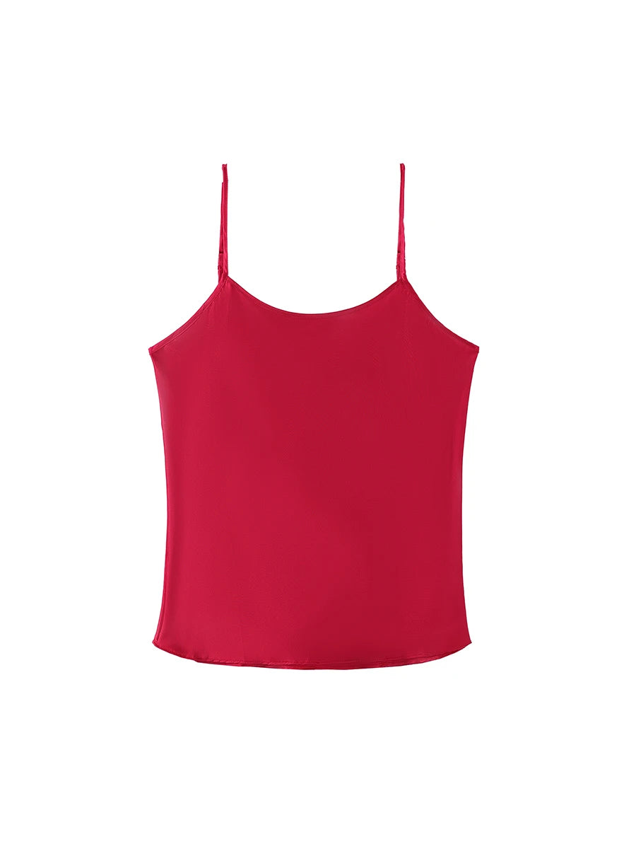 SuyaDream, Women 100%Real Silk Camisoles, 19MM, Solid Cozy Camis, 2024 Spring Summer Basic T shirts, White, Pink, Beige Dark Red