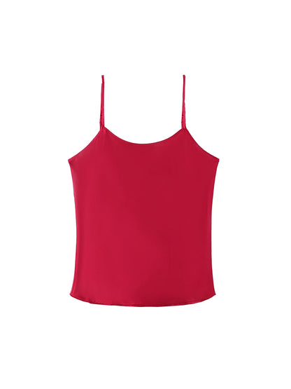 SuyaDream, Women 100%Real Silk Camisoles, 19MM, Solid Cozy Camis, 2024 Spring Summer Basic T shirts, White, Pink, Beige Dark Red