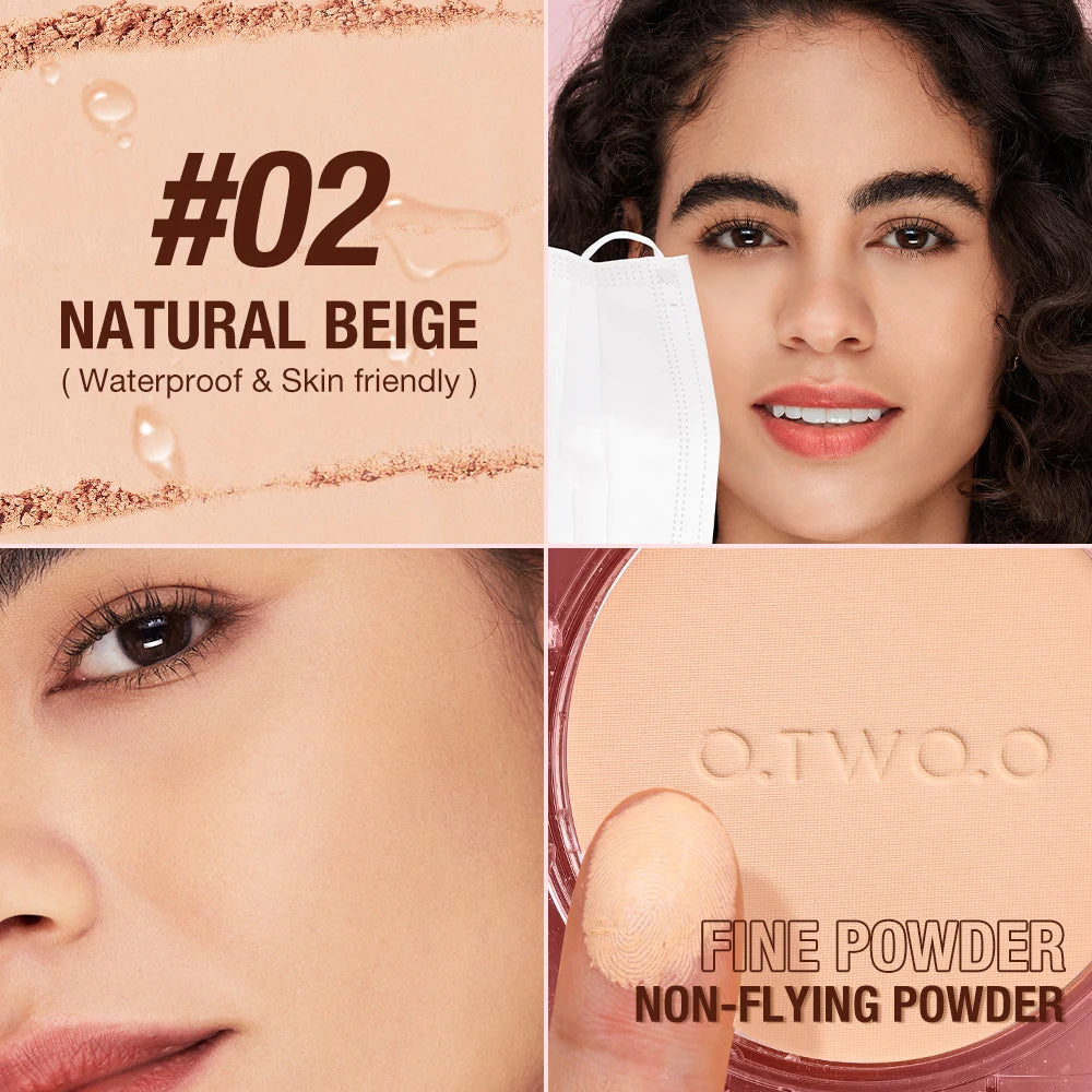 O.TWO.O Face Powder Oil-control 24 Hours Long Lasting Waterproof Matte Face Makeup Cosmetic Setting Compact Powder