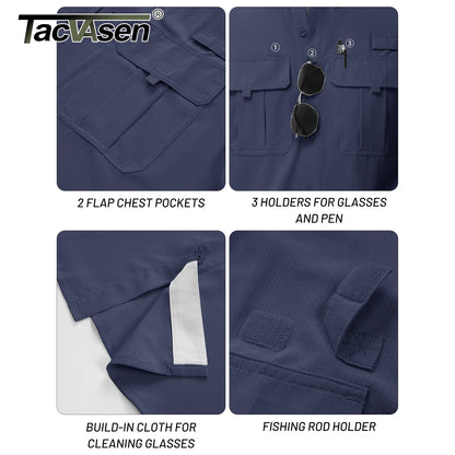 TACVASEN UV Block Fishing Shirts Mens Lightweight Quick Dry Short Sleeve Shirt Breathable Outdoor Hiking Shirt Fishing Shirts