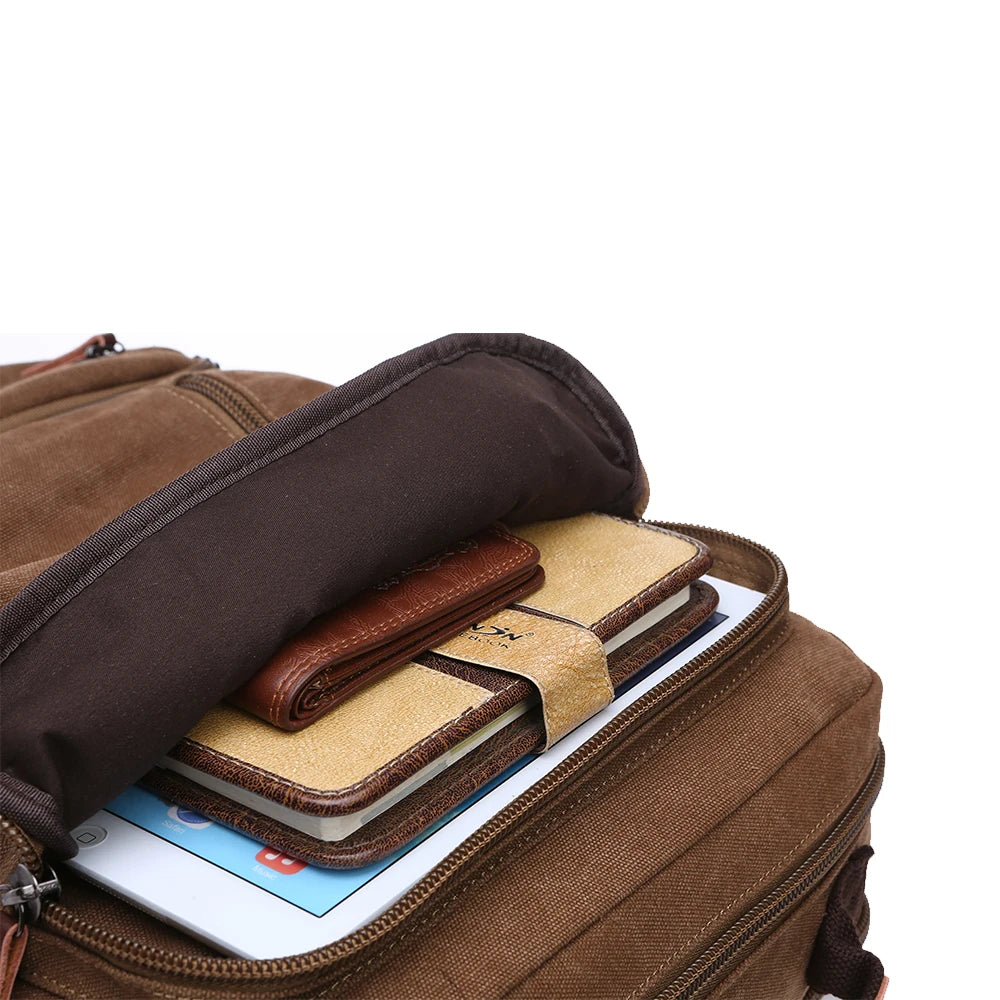 Vintage Canvas Backpack Men Large Capacity Travel Shoulder Bag High Quality Students Bag Male notebook 15 inch Laptop Backpack