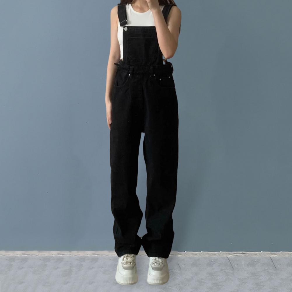 2023 Summer Black Jumpsuit Women Loose Dungarees Overalls Wide Leg Women Long Jumpsuit Ladies Overalls For Women