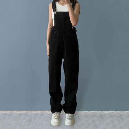 2023 Summer Black Jumpsuit Women Loose Dungarees Overalls Wide Leg Women Long Jumpsuit Ladies Overalls For Women
