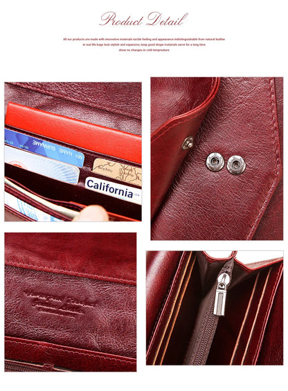 HUMERPAUL Women' s Wallet Top Layer Leather Long Cell Phone Bag with RFID Card Holder Large Capacity Luxury ﻿Ladies Handbags