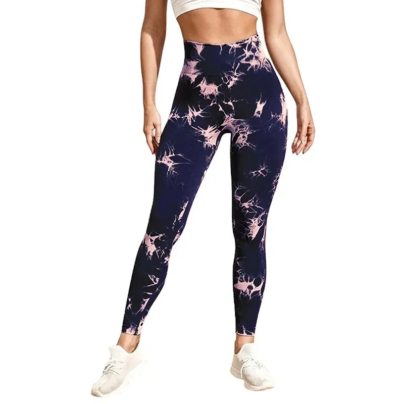Women Tiedye Gym Leggings Seamless Mujer Push Up Booty Pants Scrunch Sports Fitness High Waist Workout Yoga Leggins Drop Ship