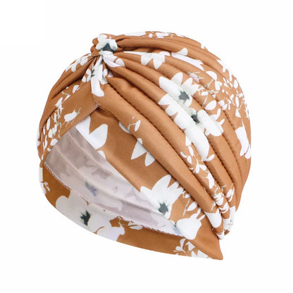 New Women Print Flower Knot Cancer Ruffle Chemo Hat Beanie scarf Turban Head Wrap Knitted Cap Hair Loss Accessories