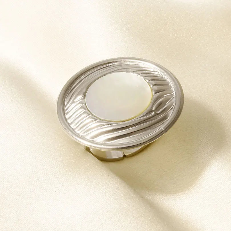 Sea Jewelry Shell Leaf Geometric Round Stainless Steel Rings For Women Men Accessories Open Adjustable Ring Beach Holiday Bagues J931-S-W adjustable