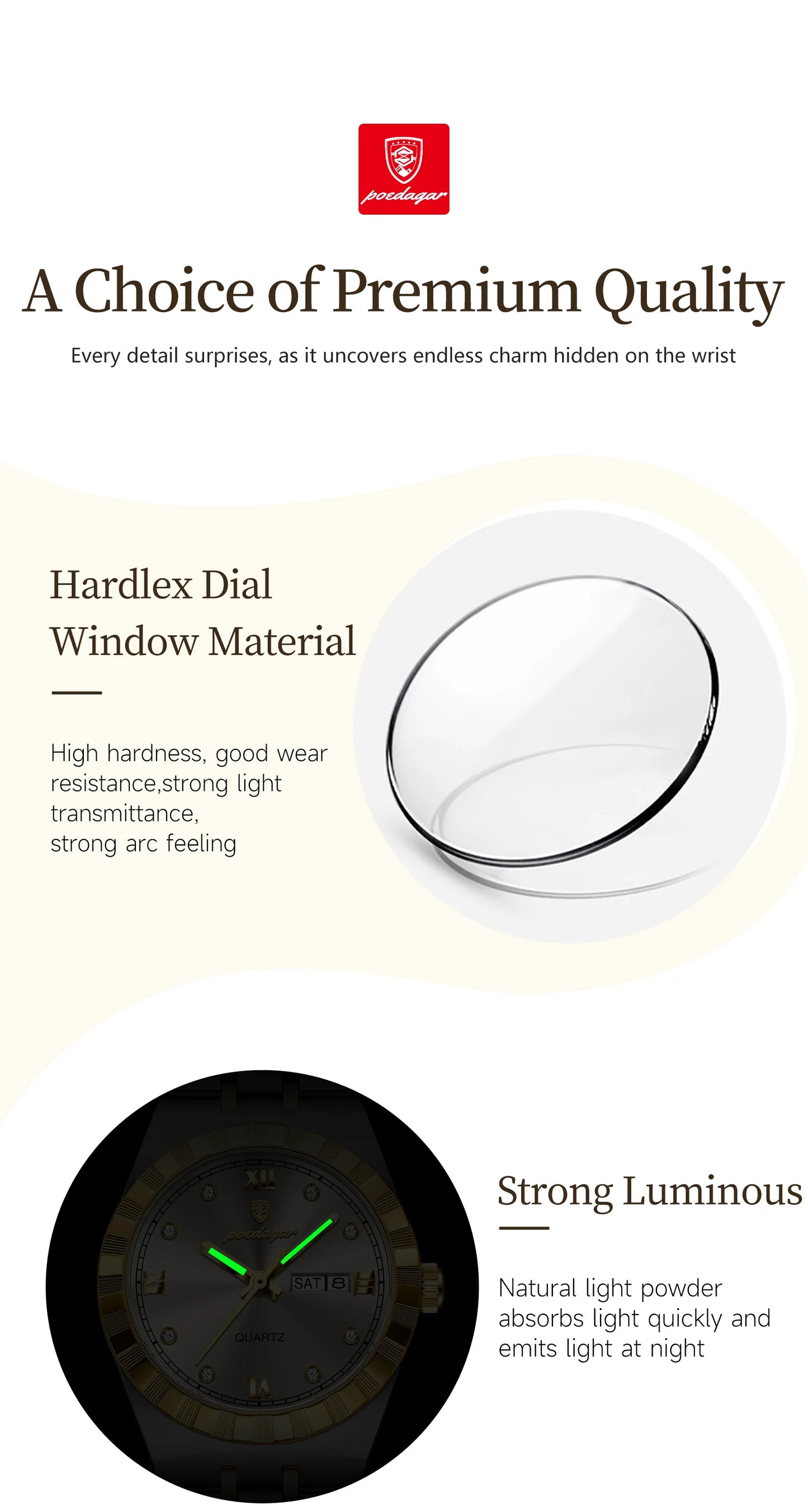 POEDAGAR Luxury Original Ladies Watch Luminous Waterproof Week Date Woman Wristwatch Stainless Steel Women Quartz Watches Female