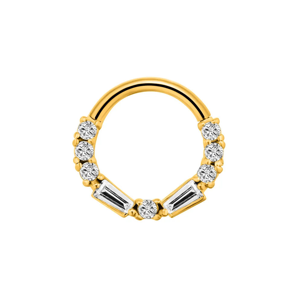 Flower Moon Heart Waterdrop Septum Piercing Daith Conch Tragus Hoop Earring Clicker Segment Nose Ring 316L Surgical Steel 16G I-Gold Color